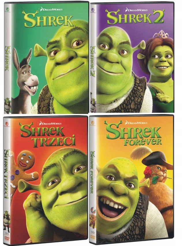 SHREK kolekcja 4 filmów DVD cz. 1 2 3 4 Dubbing PL