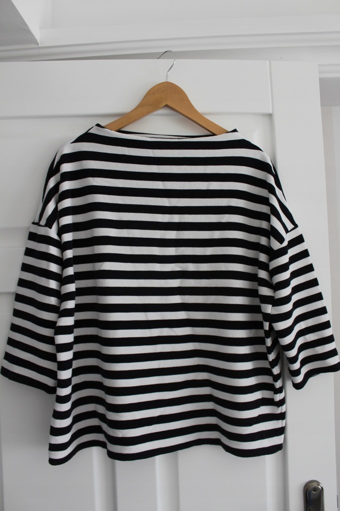 BLUZA L XL w pasy oversize M ze stójką