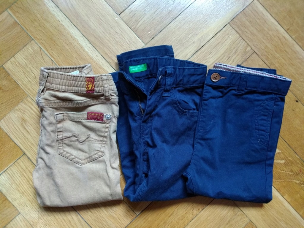 3 pary eleganckich spodni Benetton, Zara 2-3 lata