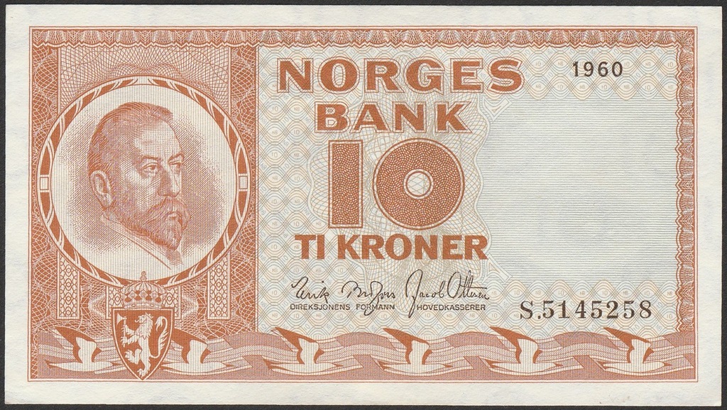 Norwegia - 10 koron - 1960 - stan UNC