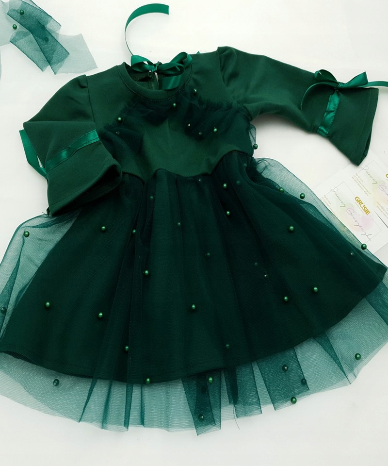 Sukienka w kolorze ciemno-butelkowej zieleni 86