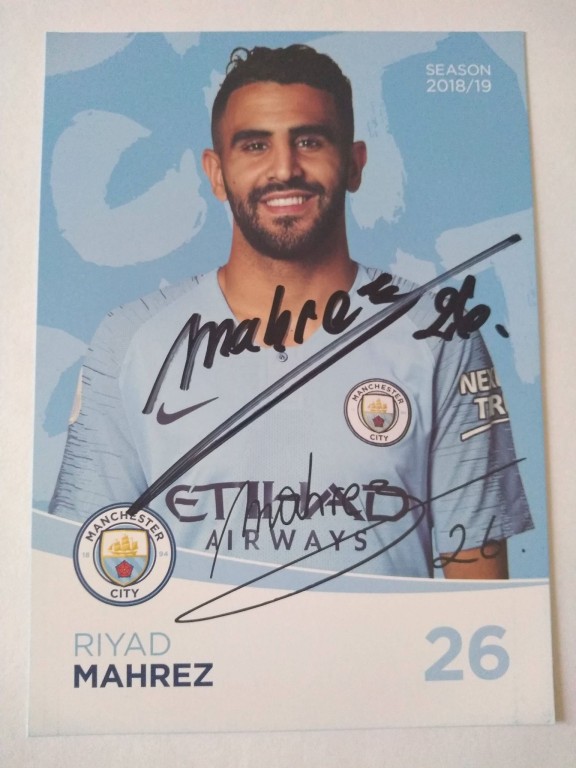 Riyad Mahrez  Manchester City Oryginalny autograf