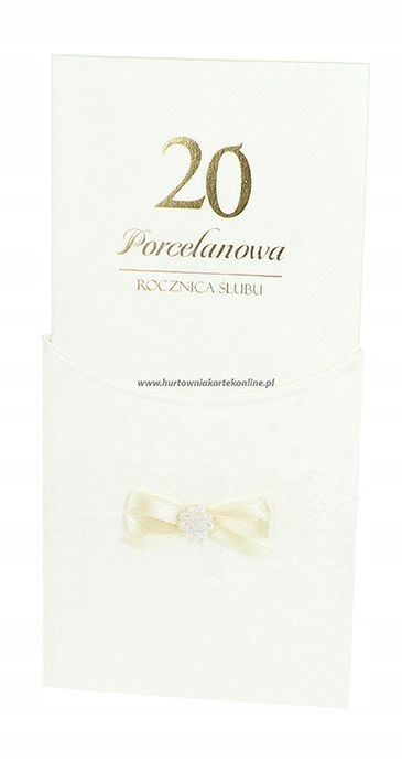 Karnet kartka na 20 Rocznicę Ślubu PORCELANOWA