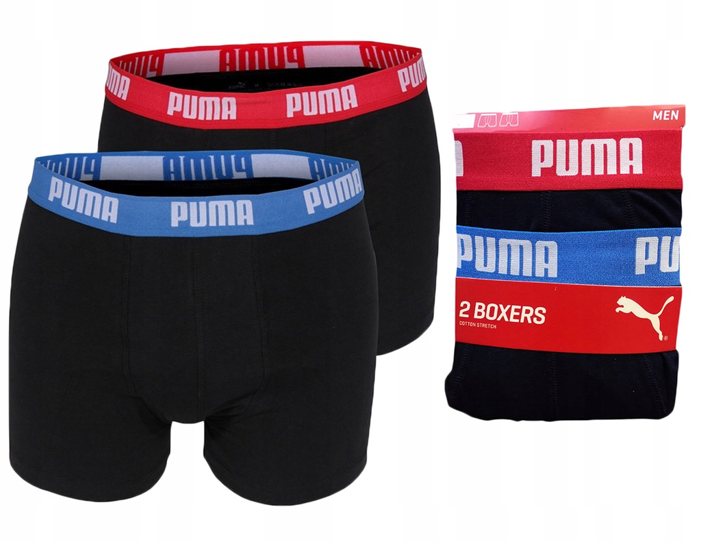 PUMA Bokserki męskie 505 RED/BLUE bawełna 2-PAK XL