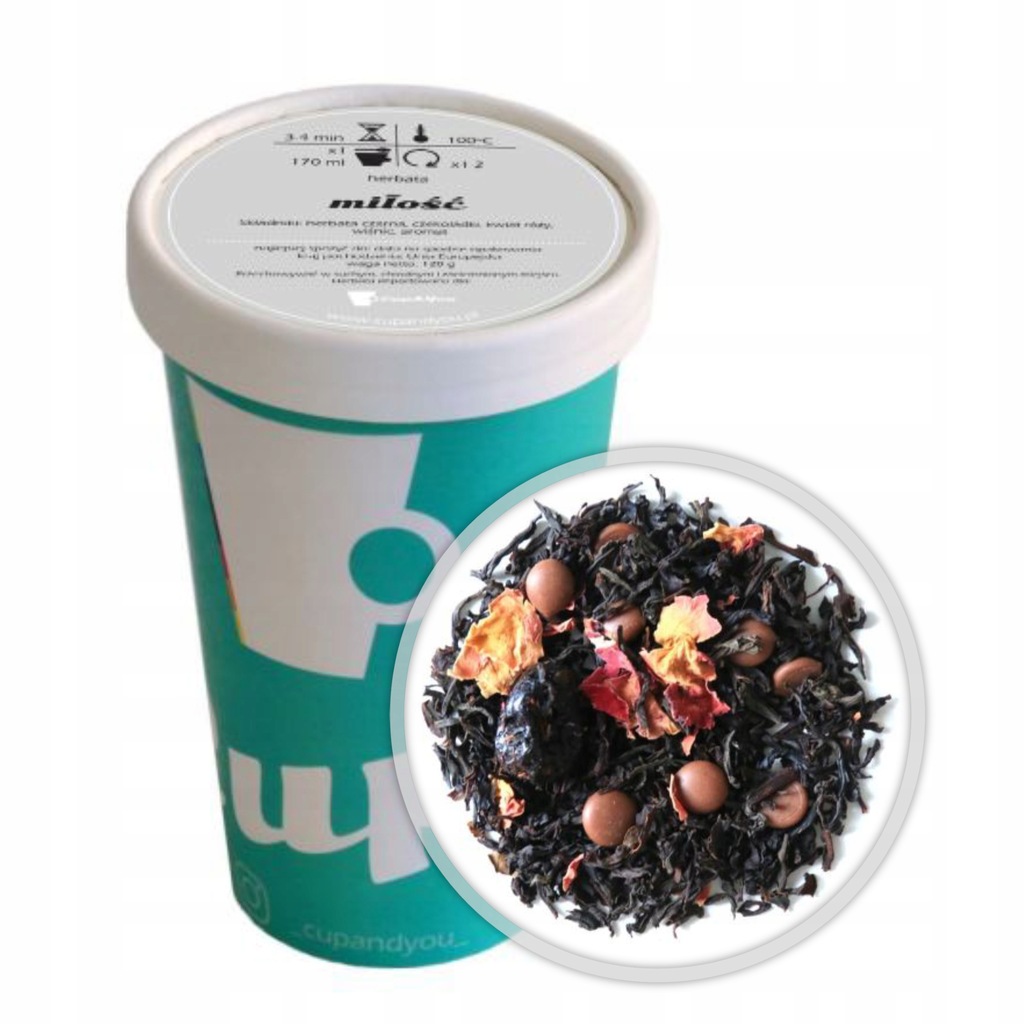 Najlepsza liściasta czarna herbata słodka MIŁOŚĆ EKO czekoladki wiśnie 120g