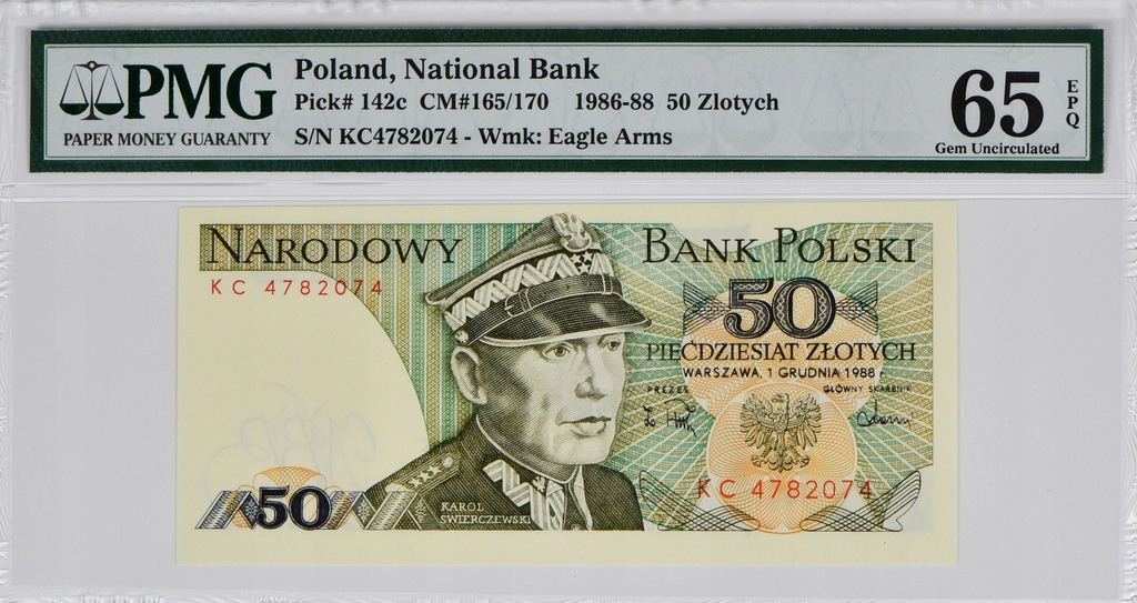 50 zł - 1988 rok - seria KC - PMG 65 EPQ