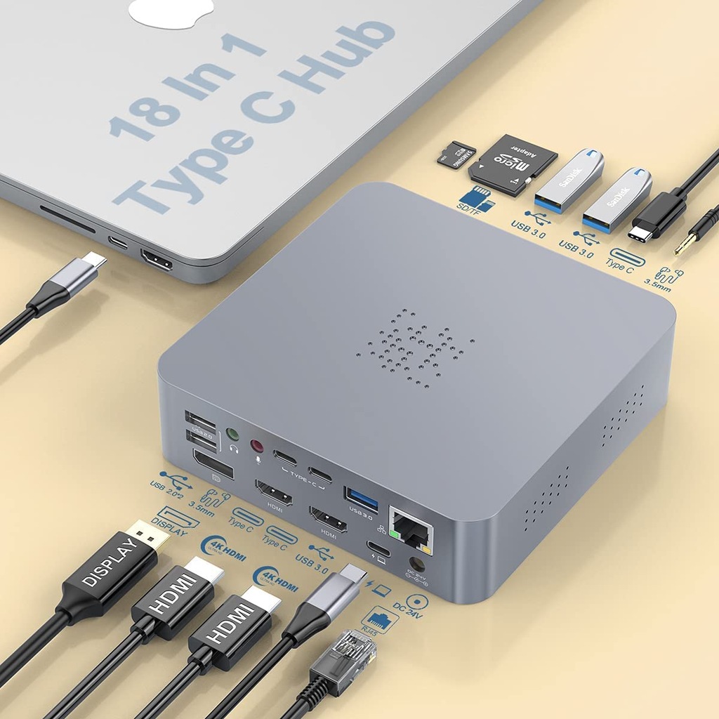 Ultraprzenośna stacja dokująca USB-C 18 w 1