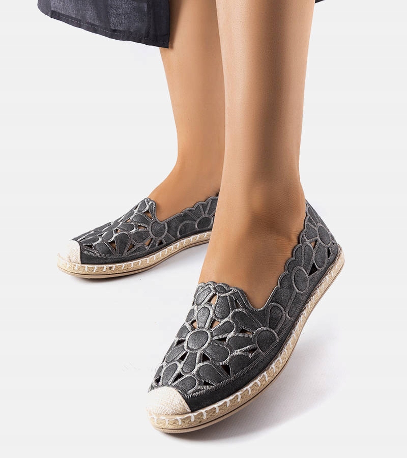 Szare ażurowe espadryle Lamarre 22262 rozmiar 39