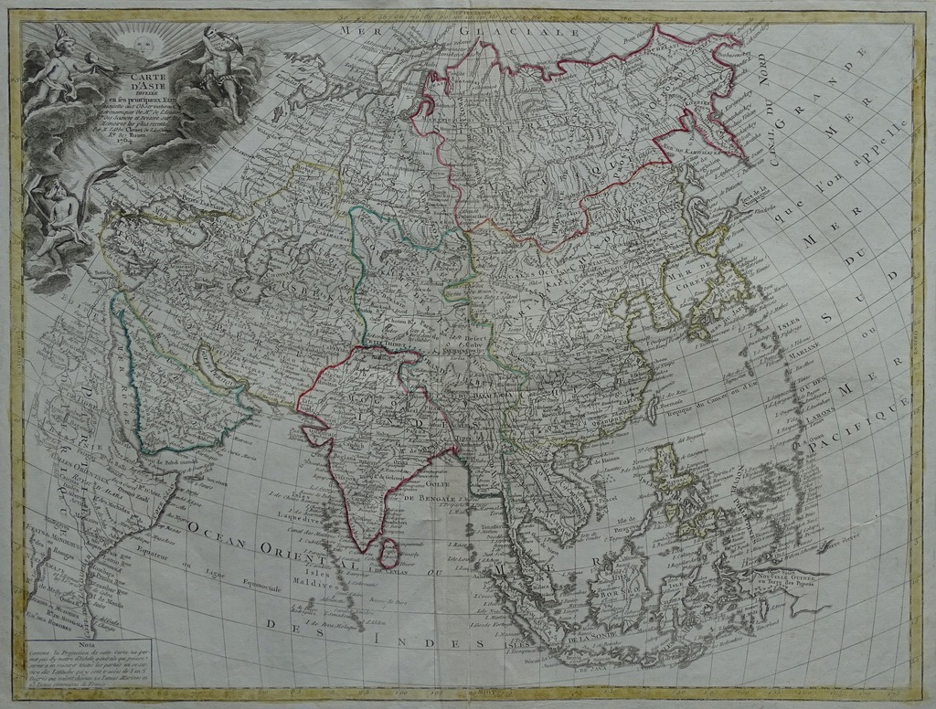 AZJA duża francuska mapa Azji Clouet 1746