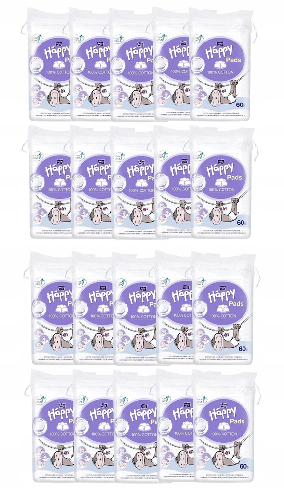 20x Płatki kosmetyczne Happy Cotton Pads 60 szt.