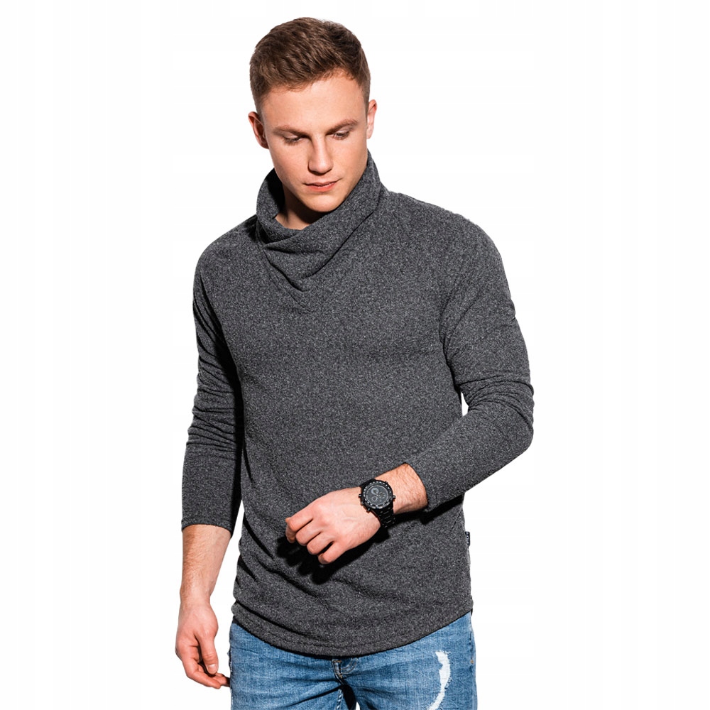 Bluza męska ze stójką basic B1184 grafitowa XXL