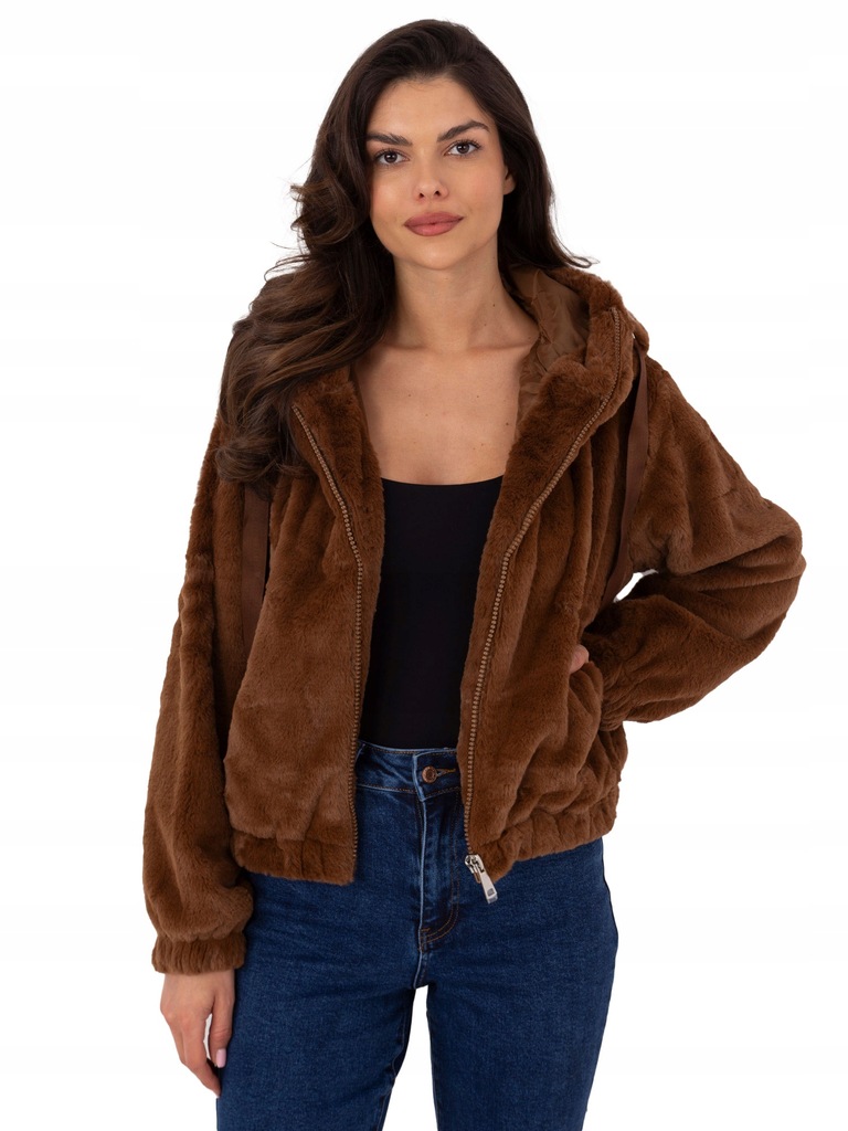 KURTKA damska pluszowa MIŚ z kapturem