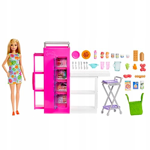 Barbie Doll and Ultimate Pantry Playset, Barbie Kitchen Add-On with 30+ Pie