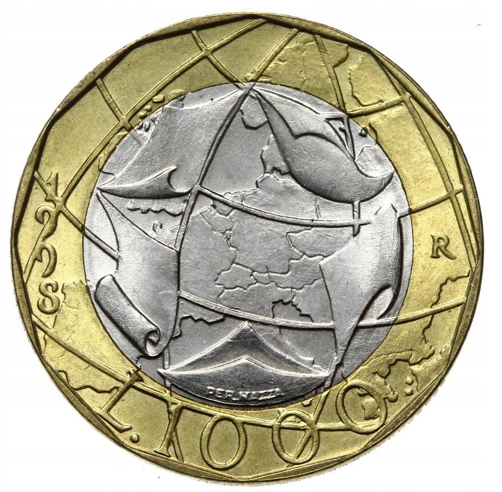 WÅ‚ochy - moneta - 1000 LirÃ³w 1998 - RZADKA ! - 7714164176