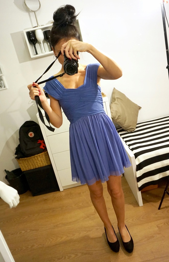 niebieska sukienka rozkloszowana topshop xs 34