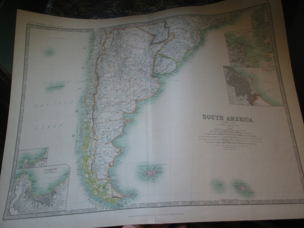 olbrz mapa kolor AMERYKA PŁD 70 x 60 cm 1880