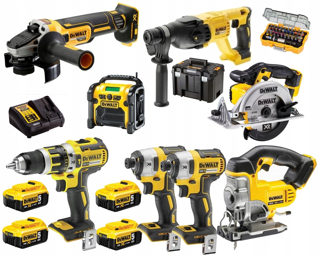 DEWALT ZESTAW BEZSZCZOTKOWY COMBO 8SZT 18V 4x5.0Ah 10107415887