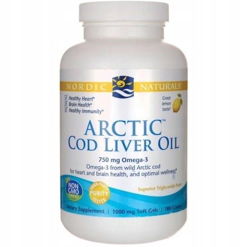Nordic Naturals Arctic Cod Liver Oil 90 kapsułek miękkich o smaku cytrynowy