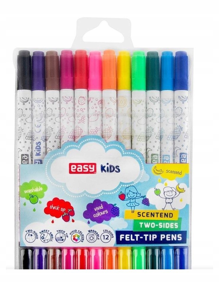 PISAKI SPIERALNE ZAPACHOWE DWUSTRONNE 12 KOLORÓW