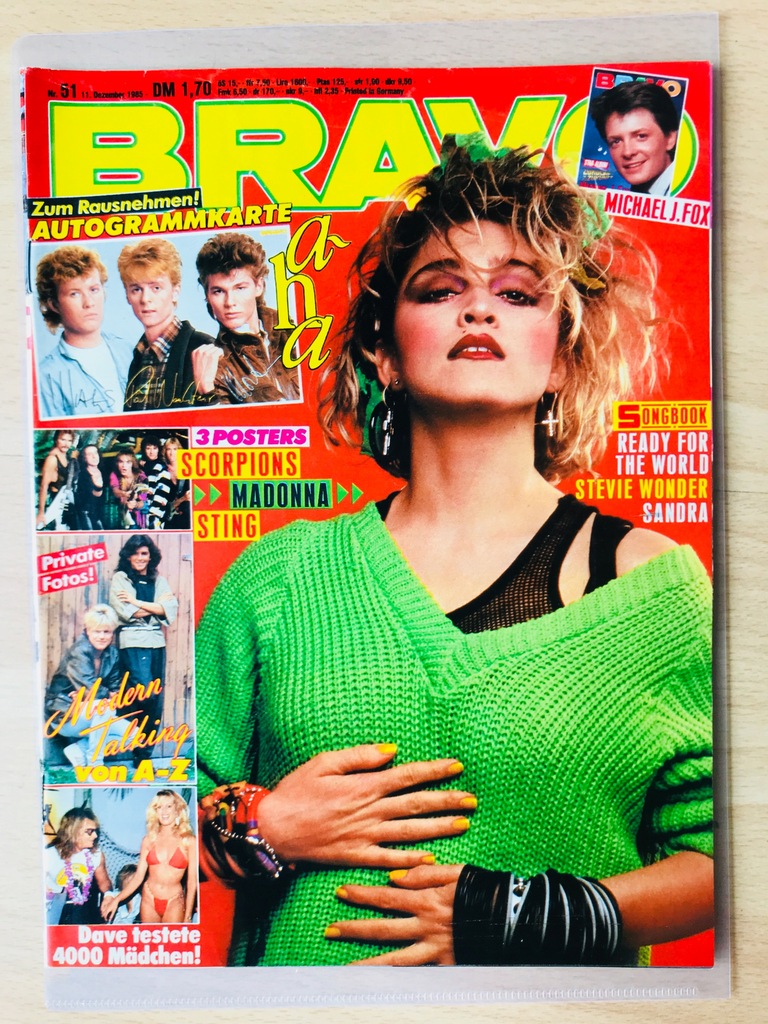 Madonna Bravo 1985 rzadkie magazyn Like a Virgin