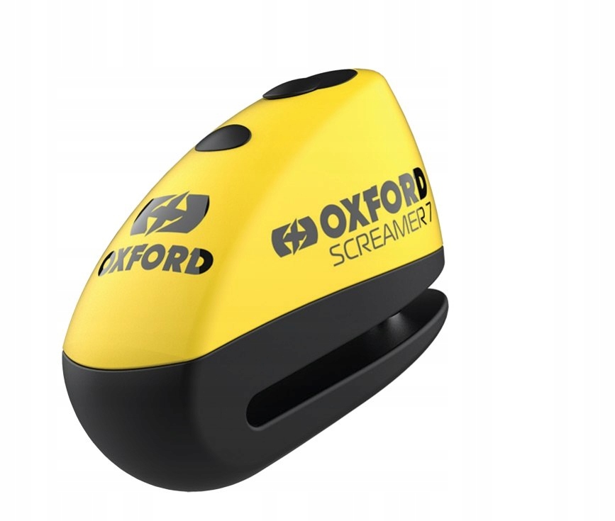 OXFORD BLOKADA TARCZY HAMULCOWEJ Z ALARMEM SCREAMER XA7, TRZPIEŃ 7MM, FLUO