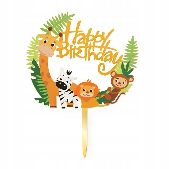 Topper Na Tort Urodziny Zwierzątka Kolorowe Zoo