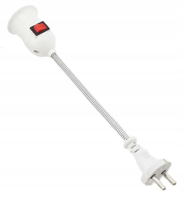 Oprawka E27 z przełącznikiem Biała adapter lampka sztywna