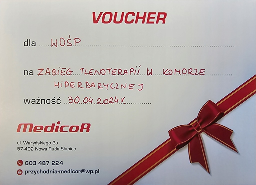 Voucher MedicoR zabieg tlenoterapii w komorze hiperbarycznej