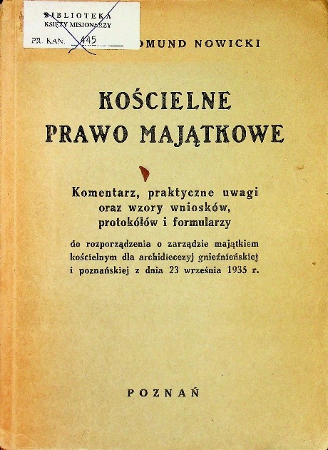 Kościelne prawo majątkowe 1936 r