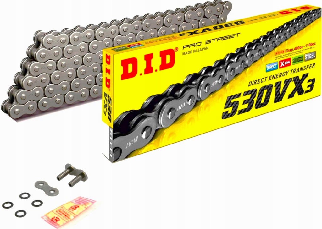 ŁAŃCUCH NAPĘDOWY DID 530 VX3-110 X-RING WZMOCNIONY