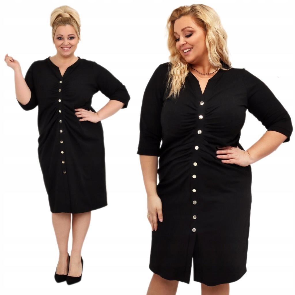 Sukienka czarna marszczona z guzikami rozmiar 44