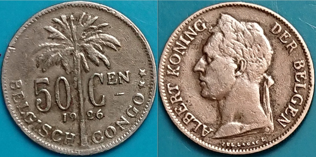 Kongo Belgijskie 50 centimes 1926r. KM 23