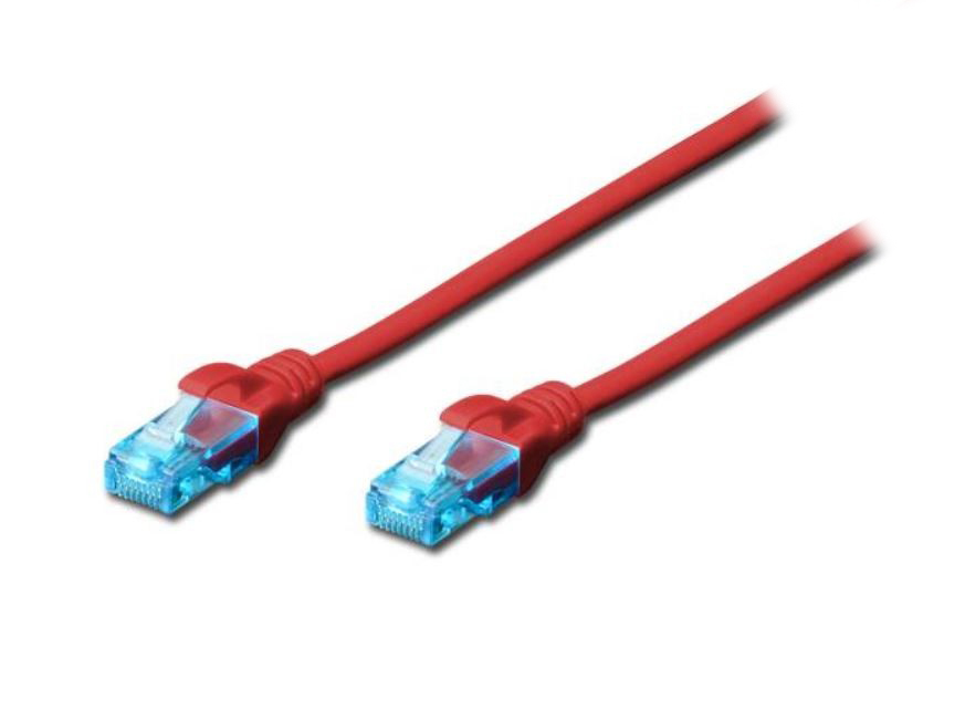 Patchcord DIGITUS UTP kat. 5e 0,25m PVC czerwony