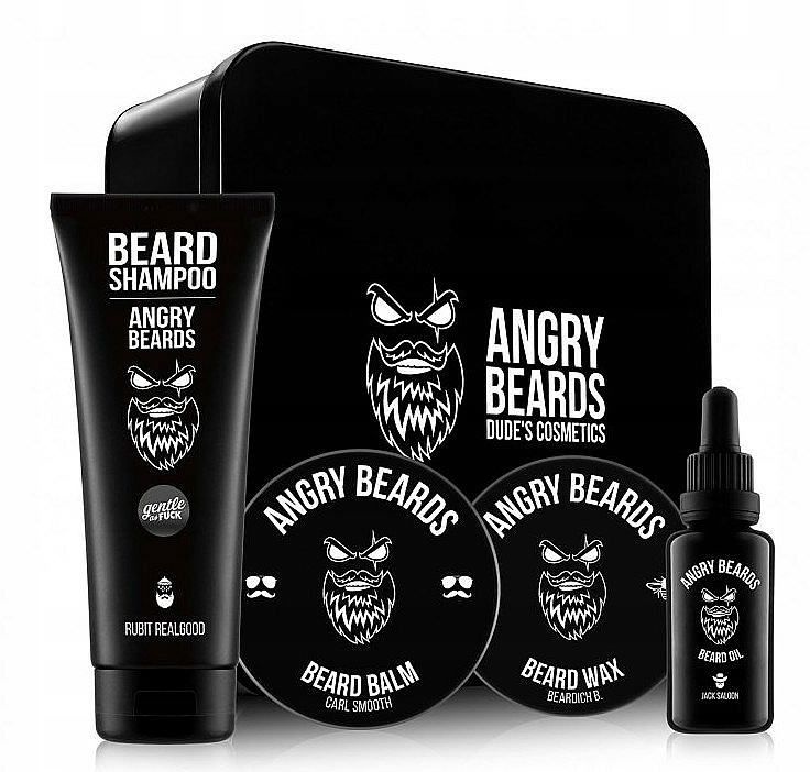 Zestaw Angry Beards Saloon (beard/sham/250ml + b/oil/30ml + b/balm/50ml + b