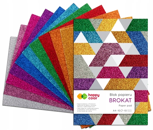 BLOK HAPPY COLOR A4 10 KOLORÓW BROKAT 10 ARKUSZY 150G