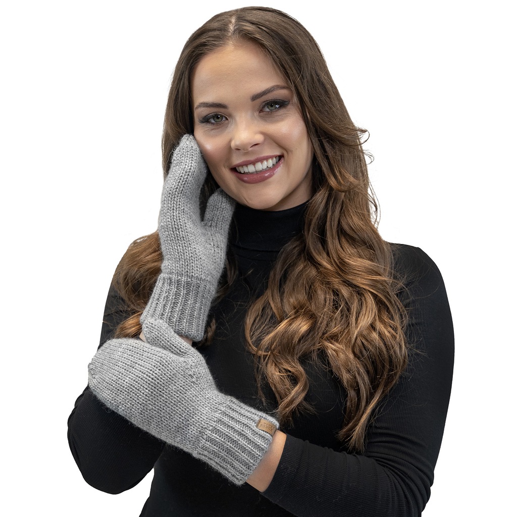 Rękawiczki damskie dzianinowe ciepłe zimowe jasnoszary Vivisence 7015R