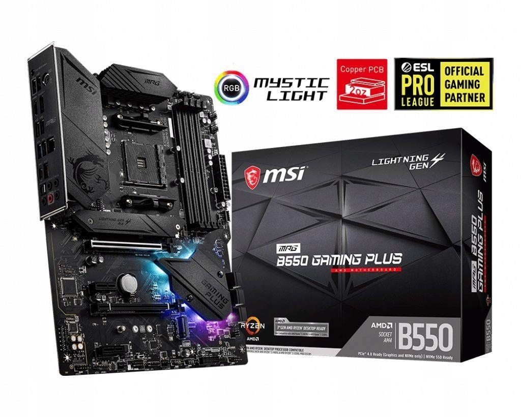 Płyta MSI MPG B550 GAMING PLUS AMD B550 DDR4 SATA3 M.2 USB3.1 PCIe4.0 AM4