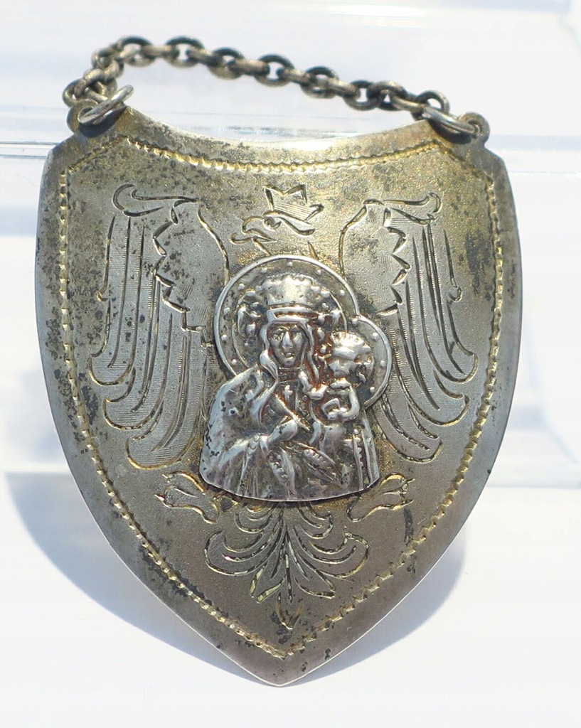 RYNGRAF MATKA BOSKA CZĘSTOCHOWSKA NA TLE JAGIELLONÓW ORŁA SREBRO 3,5 X 3 CM