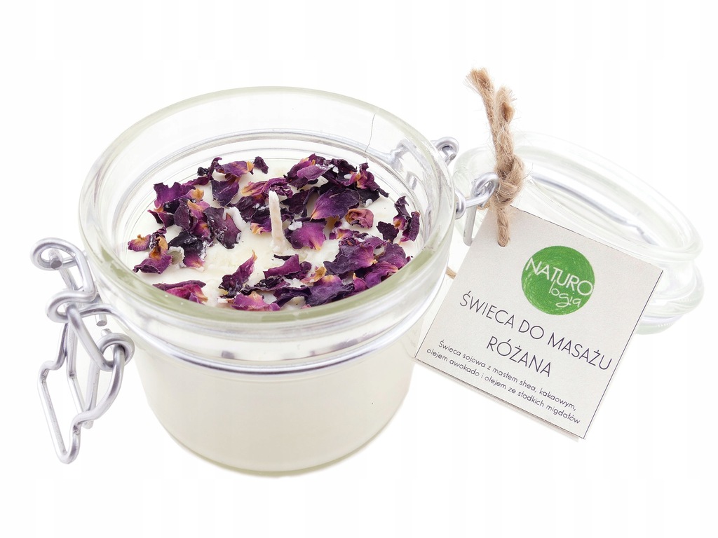Świeca sojowa do masażu Płatki Róży NATUROLOGIA