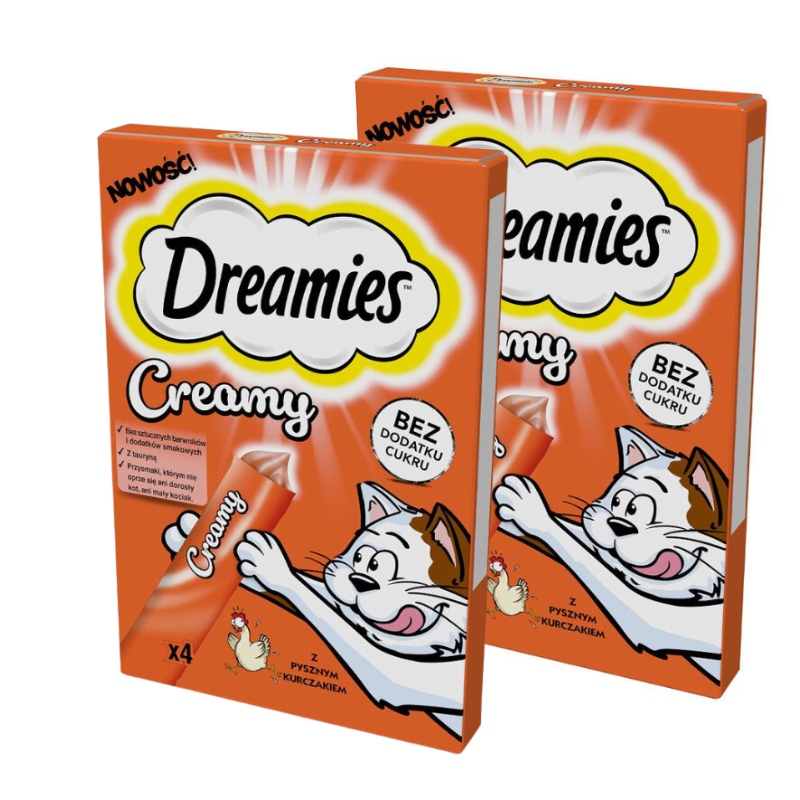 Dreamies Creamy Przysmak z kurczakiem dla kota 2 x 4 x 10g