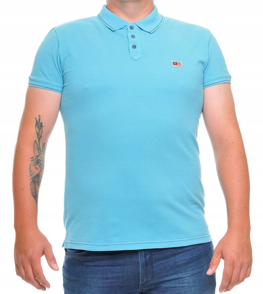 WRANGLER koszulka SLIM FIT blue FLAG POLO XXL 44