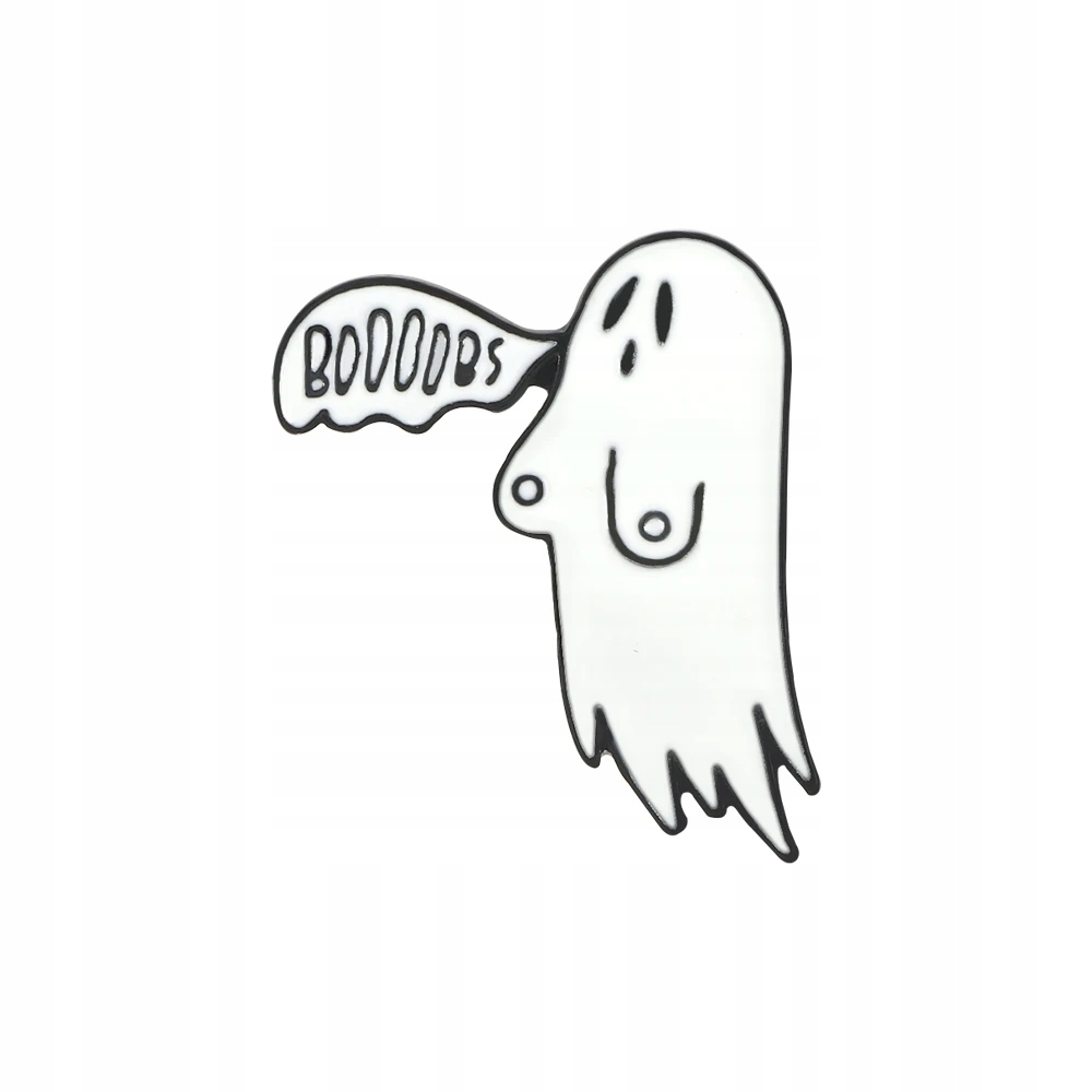 Cute Fashion White Ghost Brooches Halloween Party Punk Metal Enamel Pins