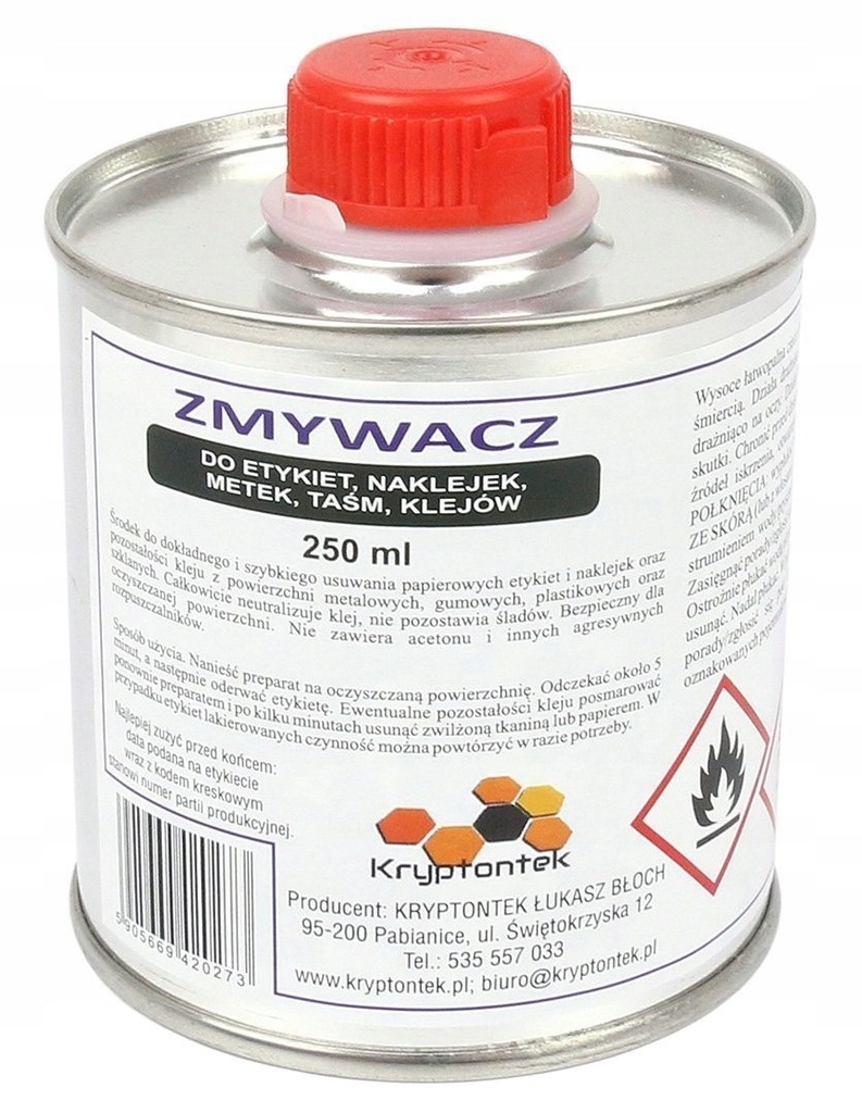 Zmywacz do etykiet naklejek taśm klejów 250ml