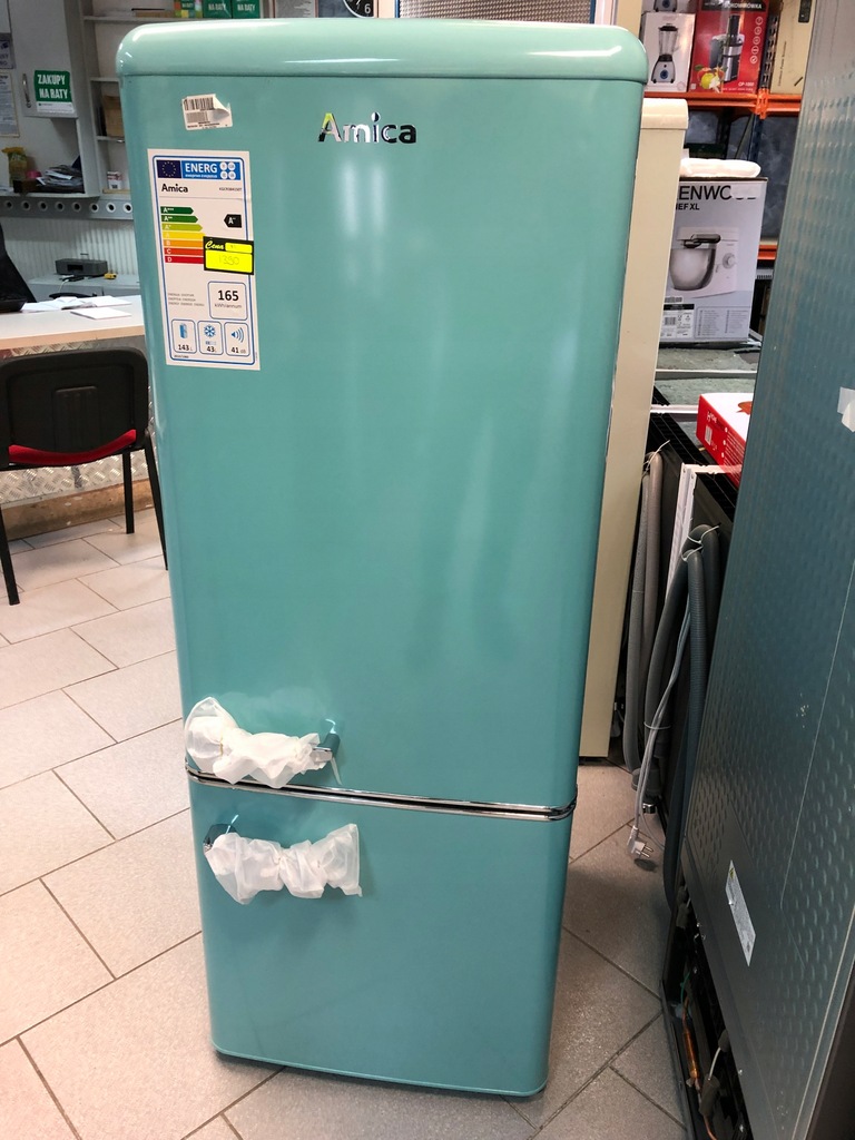 LODÓWKA AMICA KGCR384150T TURKUS RETRO A++ 145cm A