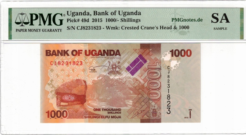 Uganda 1000 Shillings 2015 CJ8231823 PMG SAMPLE