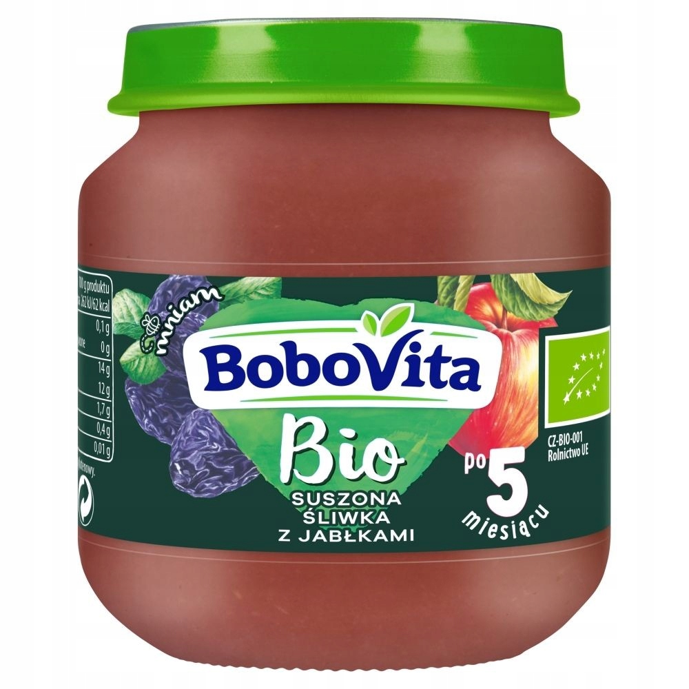 BoboVita BIO suszona śliwka z jabłkami deserek 5+