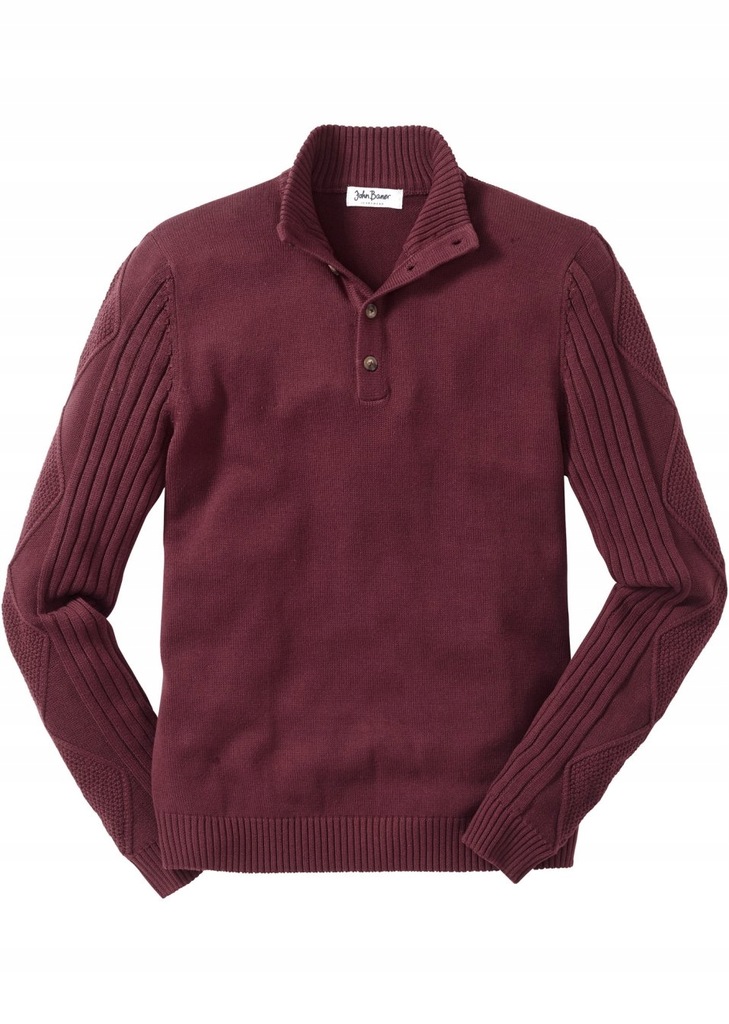 SWETER MĘSKI KLASYCZNY WYGODNY 44/46 BORDO WA150