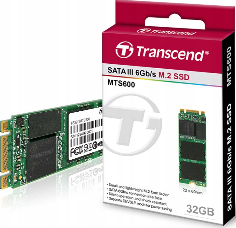Dysk SSD TRANSCEND MTS600 M.2 2260″ 32 GB SATA III