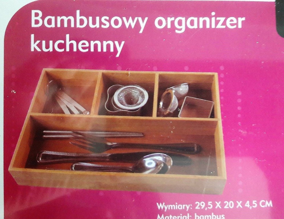 BAMBUSOWY WKŁAD NA SZTUĆCE POJEMNIK ORGANIZER KUCH