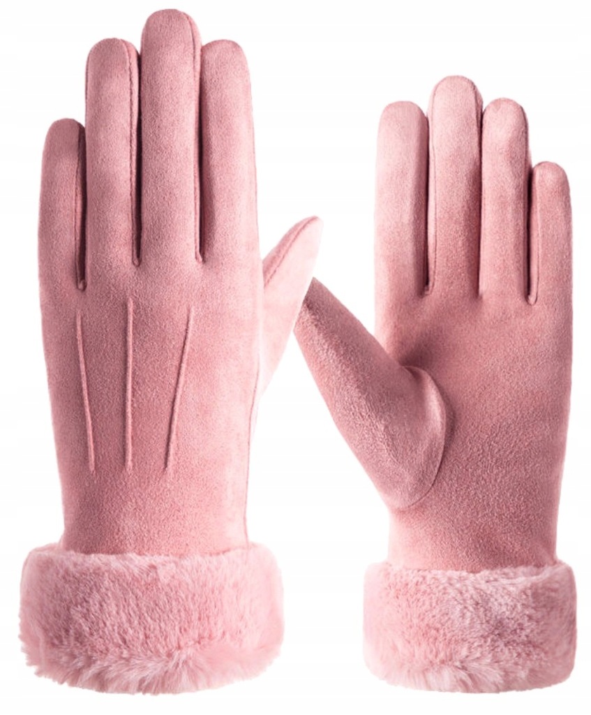 Rękawiczki Ciepłe Damskie zimowe dotykowe z misiem